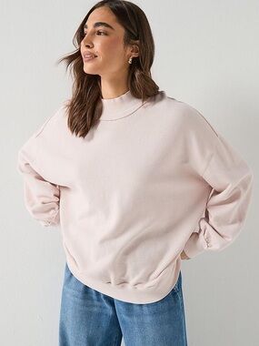 Free People We the Free Relaxed Pale Blush pink Turtleneck Sweater oversized